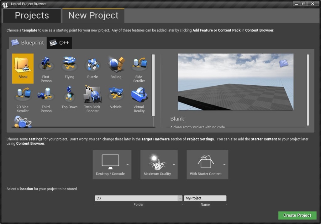 Create New Unreal Project